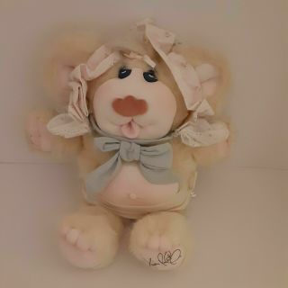 Vintage Furskins Thistle Plush Baby Teddy Bear Stuffed Doll 1985 Bonnet Diaper