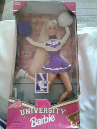 1996 Northwestern University Cheerleader Blonde Barbie Doll Nrfb,  Box Damage