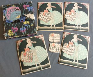 Antique Vintage Boxed Buzza Co Art Deco Ballerina Its The Vogue Joker Bridge Set