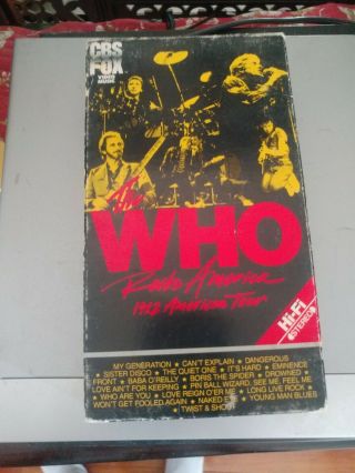The Who Rocks America 1982 American Tour Rare Vhs