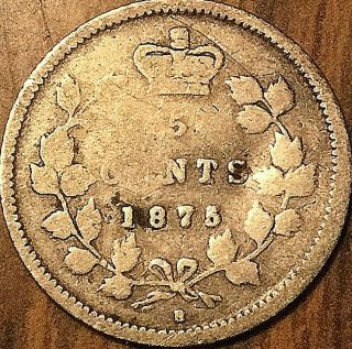 1875h Canada Silver 5 Cents Coin - Small Date - Very Rare Keydate