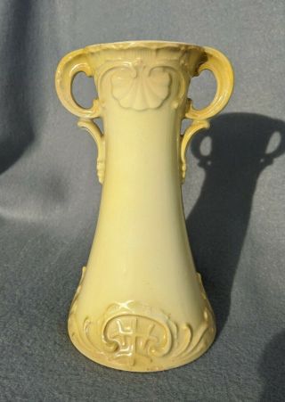 Antique Porcelain Austria Blonde Lady Portrait Vase with Handles 6 3/4 