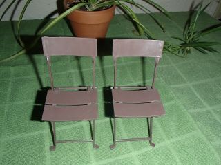 2 Vintage Brown Plastic Folding Chairs Gi Joe Barbie 12 " Doll Chairs