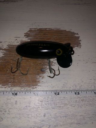 Vintage Fred Arbogast Black Jitterbug Fishing Lure 2 1/2 " Long Plastic Lip 5/8