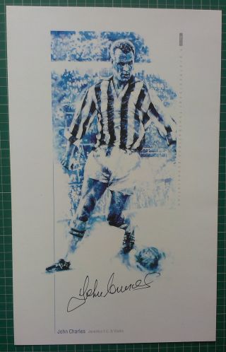 John Charles Juventus Wales Signed Football Print Approx Size 15 X 10 Very Rare