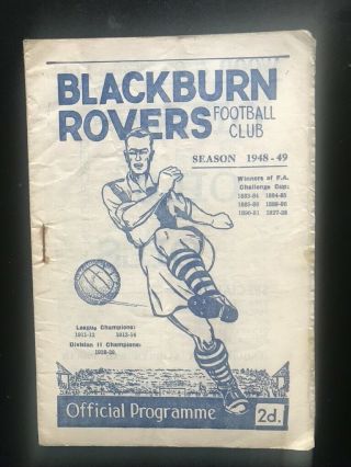 1948 - 49 Blackburn Rovers V West Bromwich Albion - Rare Item