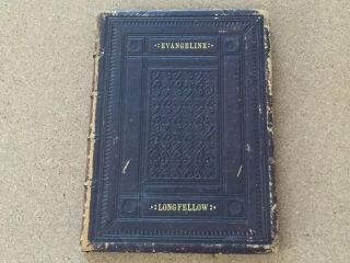1860 Evangeline Henry Wadsworth Longfellow Antique Leather Book 31 Engravings