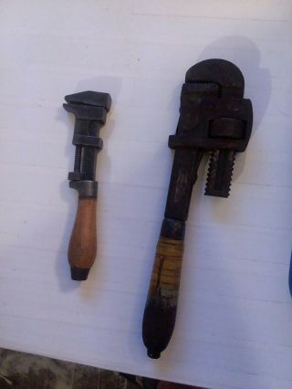2 Vintage Bicycle / Monkey Adjustable Nut Wrenches Old Antique
