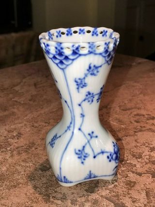 Rare Royal Copenhagen Blue Fluted Full Lace Bud Vase 1162