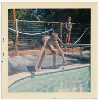 Swimsuit Boy Diving Into Swimming Pool Vtg 60 