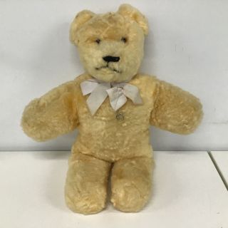 Vintage Plush Synthetic Yellow Teddy Bear With Music Box Waltzing Matilda 915