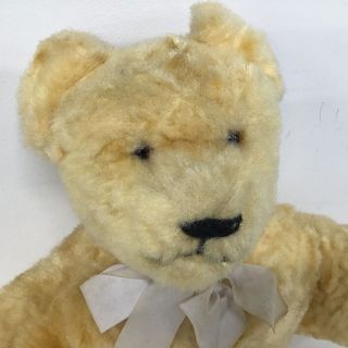 Vintage Plush Synthetic Yellow Teddy Bear With Music Box Waltzing Matilda 915 2