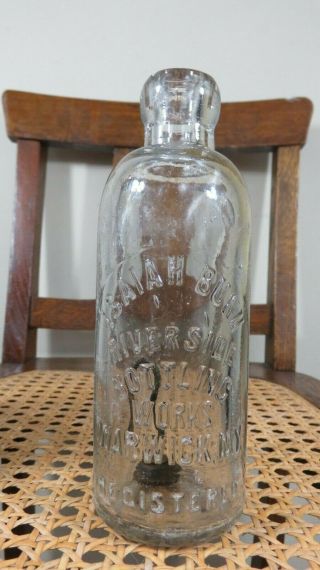 Antique Hutch Bottle Isaiah Bunn Riverside Bottling Warwick Ny 4