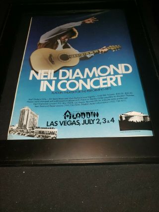 Neil Diamond Rare Aladdin Las Vegas Promo Poster Ad Framed