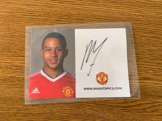 Memphis Depay Rare Official Manchester United Hand Signed Club Card