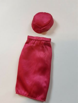Vintage Barbie Hot Pink Satin Skirt And Satin Pillbox Hat,  1963