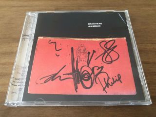 Radiohead Amnesiac Cd Hand Signed By Band Rare Cds Autographs Thom Yorke