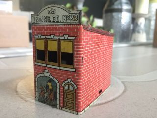 Antique West Brothers Tin Litho.  Candy Container - Engine House