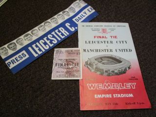 1963 F.  A.  Cup Final : Leicester City V Manchester United,  Ticket & Rare Hat
