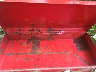 SAWZALL MILWAUKEE - VINTAGE RED METAL TOOL CASE ONLY - TOOLBOX - ANTIQUE - SHABBY 3