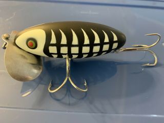 Arbogast 5/8 Oz Jitterbug Fishing Lure Halloween Luminous Skeleton Black White