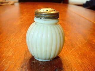 Antique Victorian Custard Glass Vertical Ribbed Salt Shaker
