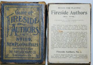Antique 1897 Card Game of Fireside Authors No1119 Cinn.  OH 3