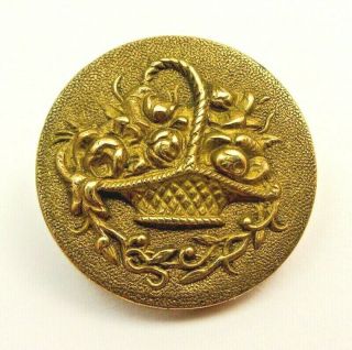 Antique Paris Back,  French Tight Brass Button,  T.  W.  &.  W,  Floral Roses,  3/4 "