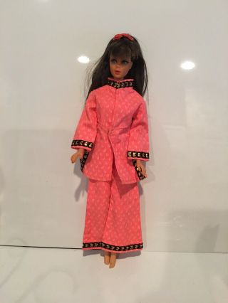 Vintage Barbie Clone Premier,  Fab - Lu,  Hong Kong? Orange Mod Pant Suit Groovy