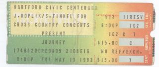 Rare Journey & Bryan Adams 5/13/83 Hartford Ct Civic Center Concert Ticket Stub