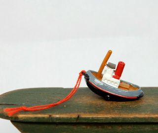 Vintage Tug Boat Nursery Pull Toy Artisan Dollhouse Miniature 1:12