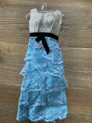 Vintage Shillman Barbie Clone Hk Fashion - Blue Lace Silver Gown Dress