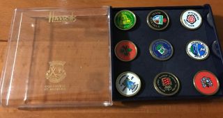 Vintage Rare Harrods Set Of (9) 3/4 " Stem Golf Markers - The United Kingdom