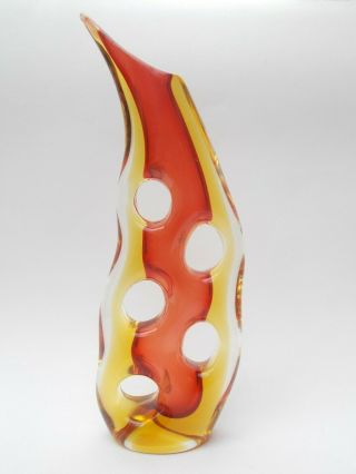Rare Murano Red & Amber Sommerso Glass Vase - Seguso ? Italy