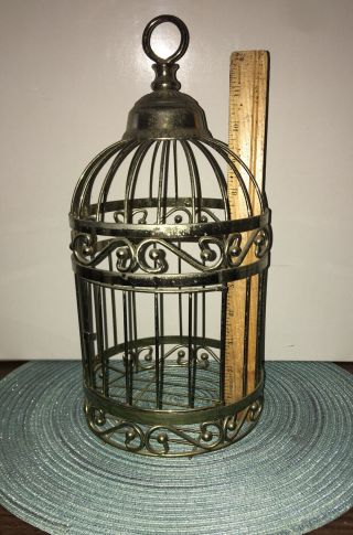 Vintage Rustic Decorative Wire Bird Cage Hinged Door Sturdy Plants 13”t 6 1/2” W