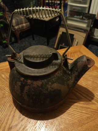 Antique Wagner Ware Sydney Ohio Cast Iron Teapot Kettle Humidifier Made In Usa