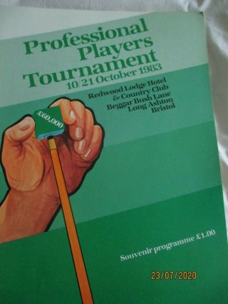 Snooker Professional Players Tournament Programme 1983.  Bristol.  Rare