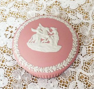 Rare Wedgwood Pegasus Relief Pink Jasperware Trinket Box