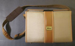 Rare Vintage Nikon Canvas & Leather Camera Bag Made In Japan 10 " X 7 " X 5.  5 "