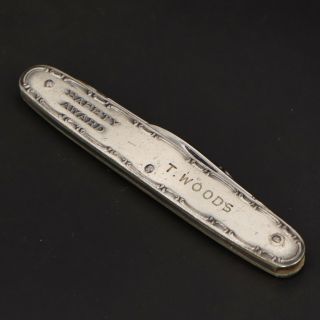 Vtg Sterling Silver - Antique Robeson Shuredge Safety Award Pocket Knife - 40g
