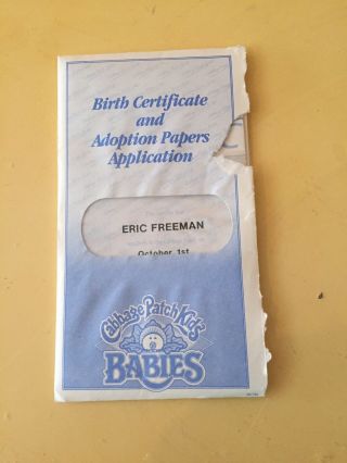 Vintage Cabbage Patch Kids Babies Bean Butt Baby Birth Certificate