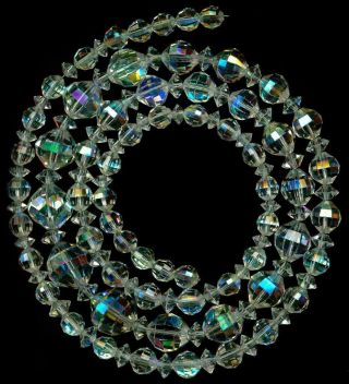 Beads Swarovski Cut Austrian Crystal Ab Flash Clear Faceted 5 - 12mm 25 " Vintage