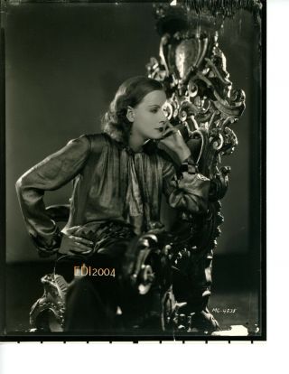 Greta Garbo " Queen Christina " 1933 Dblewt Photo Rare Throne Chair