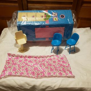 Vintage 1984 Barbie Fold And Go Day To Night Home/office - Hexagon Pink & Blue