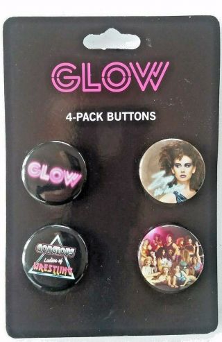 4 Pack Buttons  Gorgeous Ladies Of Wrestling Netflix 80s Rare