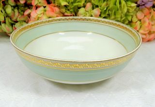 Antique Haviland Limoges Porcelain Large Serving Bowl Seafoam Green Gold