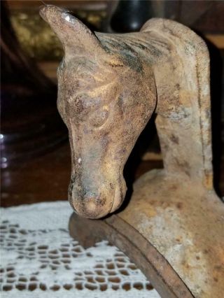 Antique Cast Iron 3d Horse Head Equestrian Bridle Tack Hook Wall Bracket Ranch