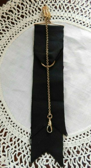 Antique Victorian Pocket Watch Gold Filled Chain,  Ribbon