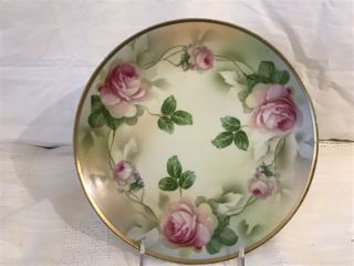 9 5/8” Antique Porcelain Hand Painted Plate By E S Prussia C.  1918
