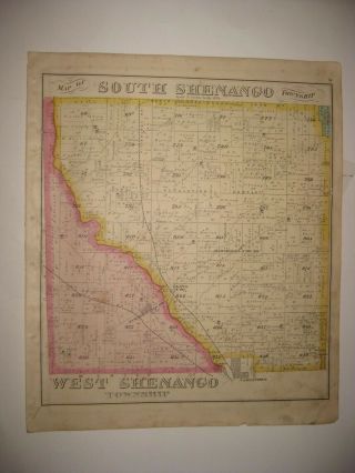 Antique 1876 West South Shenango Township Crawford County Pennsylvania Map Rare